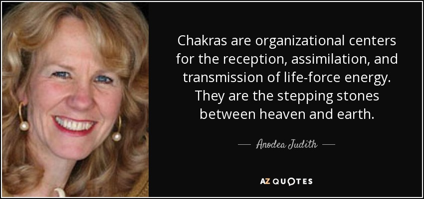 Chakras are organizational centers for the reception, assimilation, and transmission of life-force energy. They are the stepping stones between heaven and earth. - Anodea Judith