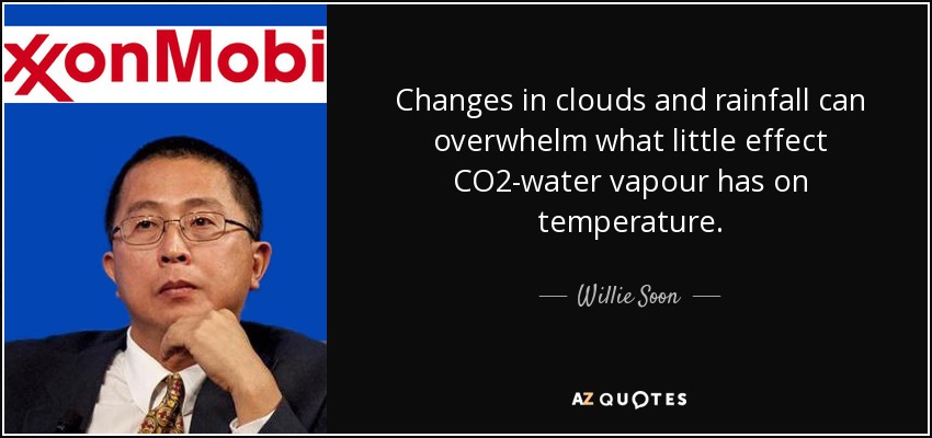 Changes in clouds and rainfall can overwhelm what little effect CO2-water vapour has on temperature. - Willie Soon