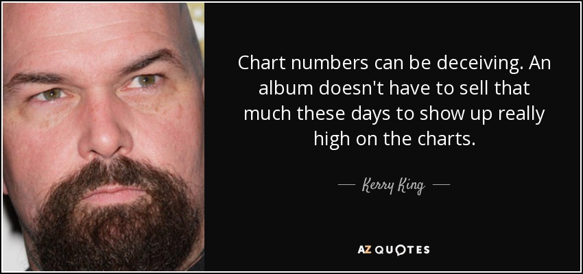 Chart numbers can be deceiving. An album doesn't have to sell that much these days to show up really high on the charts. - Kerry King