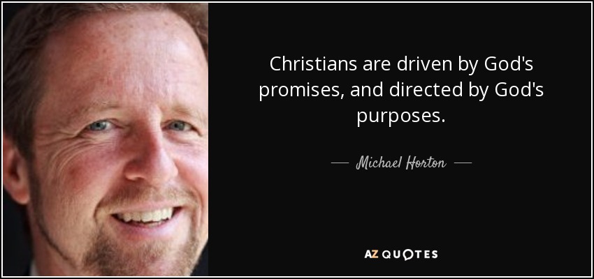 Christians are driven by God's promises, and directed by God's purposes. - Michael Horton