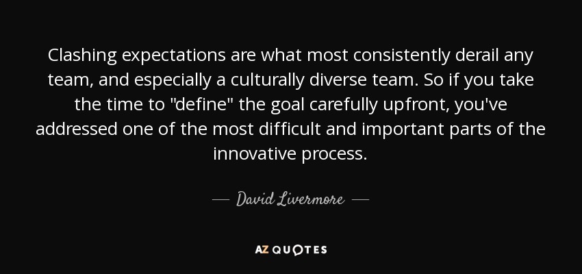 Clashing expectations are what most consistently derail any team, and especially a culturally diverse team. So if you take the time to 