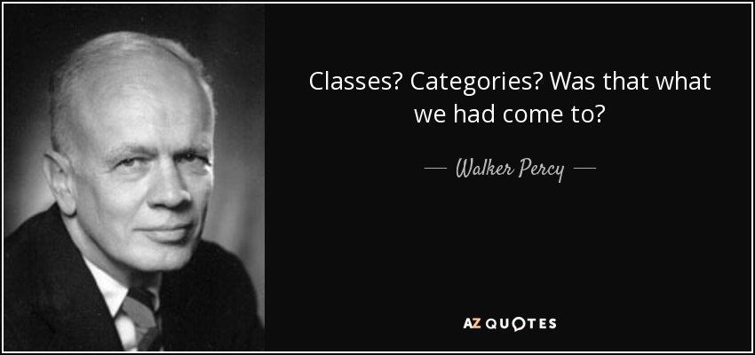 Classes? Categories? Was that what we had come to? - Walker Percy