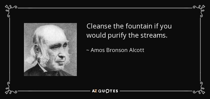 Cleanse the fountain if you would purify the streams. - Amos Bronson Alcott