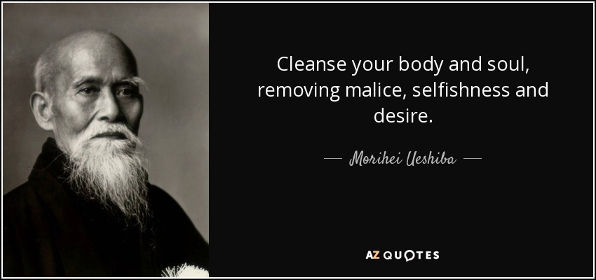 Cleanse your body and soul, removing malice, selfishness and desire. - Morihei Ueshiba