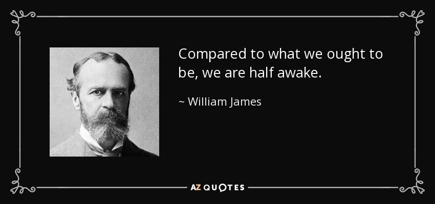 Compared to what we ought to be, we are half awake. - William James