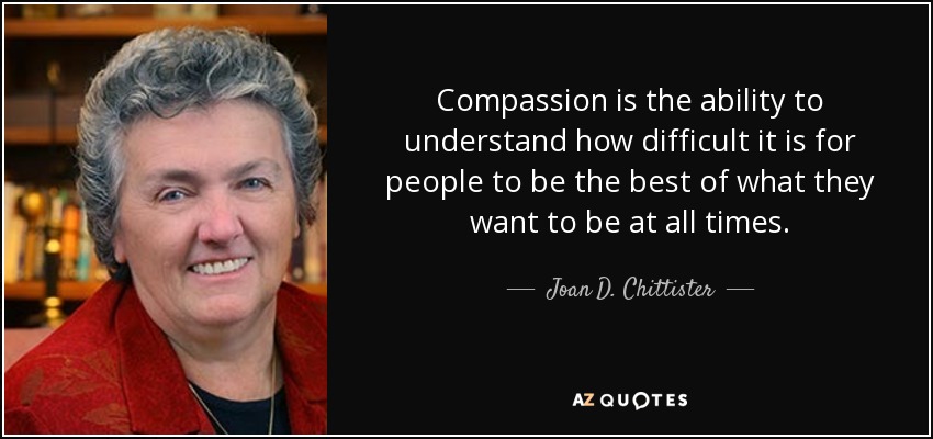 Compassion is the ability to understand how difficult it is for people to be the best of what they want to be at all times. - Joan D. Chittister