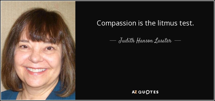 Compassion is the litmus test. - Judith Hanson Lasater