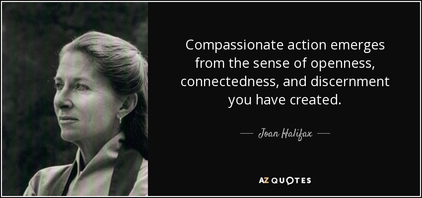 Compassionate action emerges from the sense of openness, connectedness, and discernment you have created. - Joan Halifax