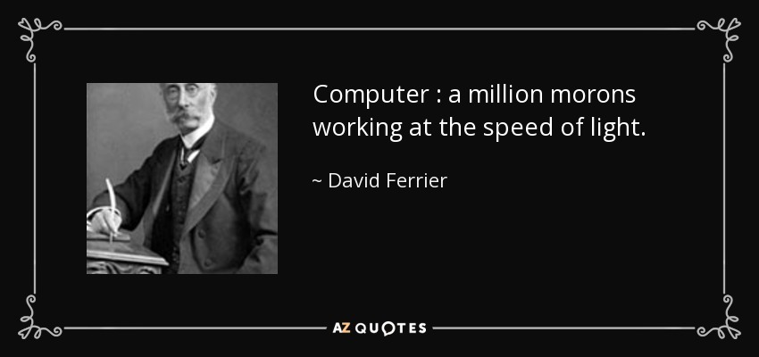 Computer : a million morons working at the speed of light. - David Ferrier