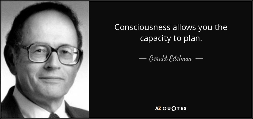 Consciousness allows you the capacity to plan. - Gerald Edelman