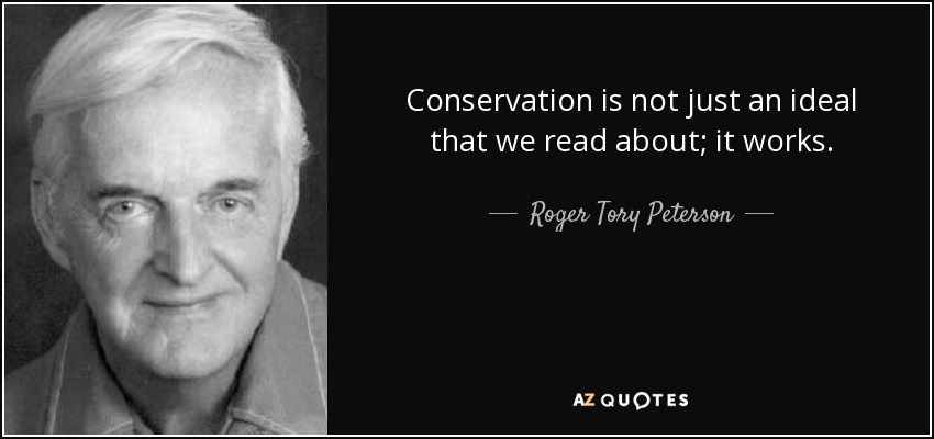 Conservation is not just an ideal that we read about; it works. - Roger Tory Peterson