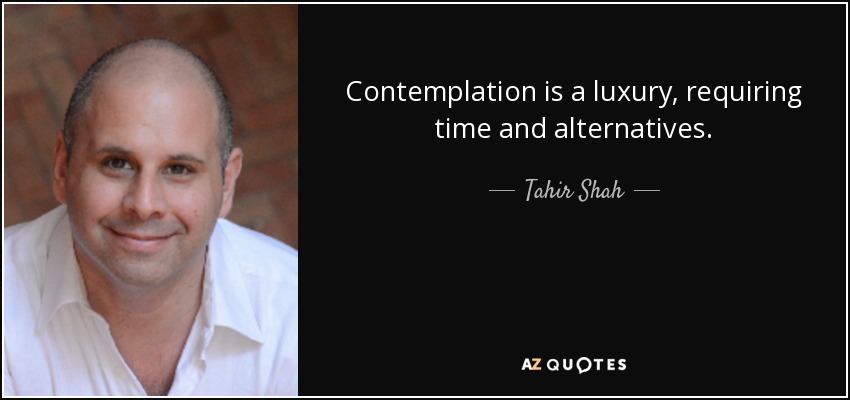 Contemplation is a luxury, requiring time and alternatives. - Tahir Shah