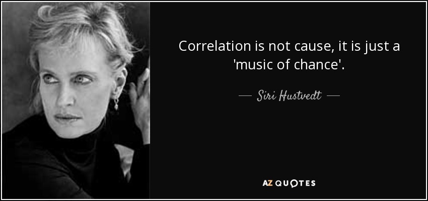 Correlation is not cause, it is just a 'music of chance'. - Siri Hustvedt