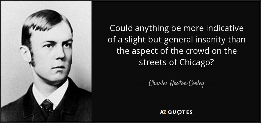 Could anything be more indicative of a slight but general insanity than the aspect of the crowd on the streets of Chicago? - Charles Horton Cooley