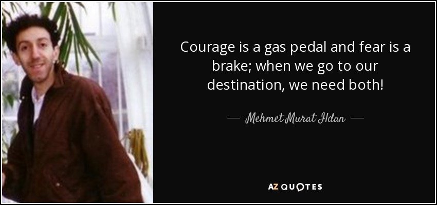 Courage is a gas pedal and fear is a brake; when we go to our destination, we need both! - Mehmet Murat Ildan