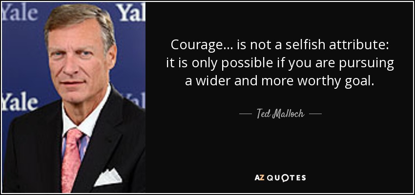 Courage... is not a selfish attribute: it is only possible if you are pursuing a wider and more worthy goal. - Ted Malloch