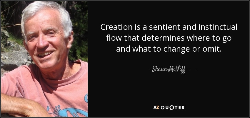Creation is a sentient and instinctual flow that determines where to go and what to change or omit. - Shaun McNiff