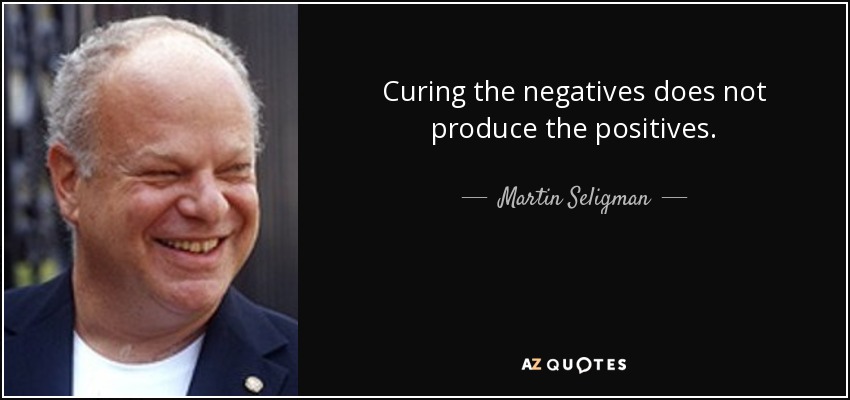 Curing the negatives does not produce the positives. - Martin Seligman