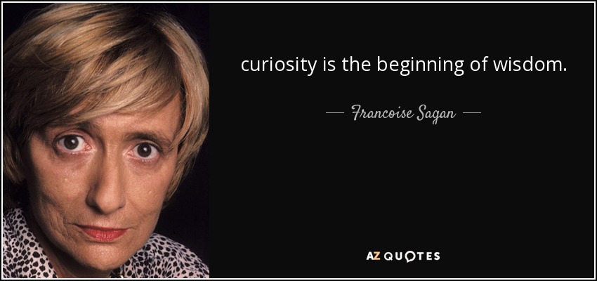 curiosity is the beginning of wisdom. - Francoise Sagan