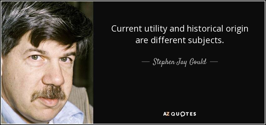 Current utility and historical origin are different subjects. - Stephen Jay Gould