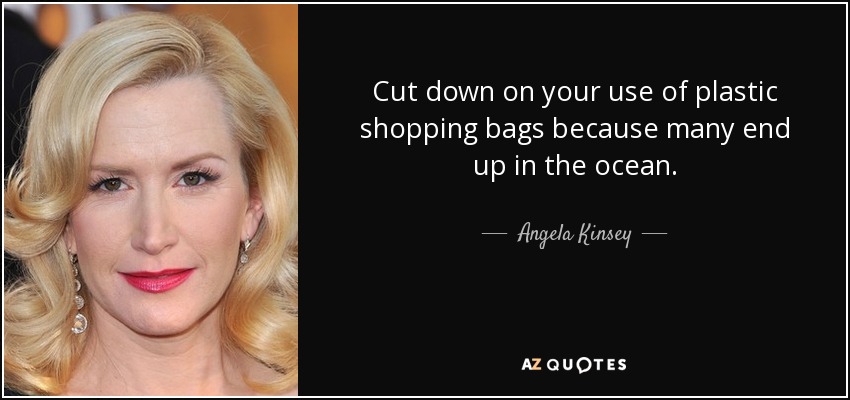 Cut down on your use of plastic shopping bags because many end up in the ocean. - Angela Kinsey