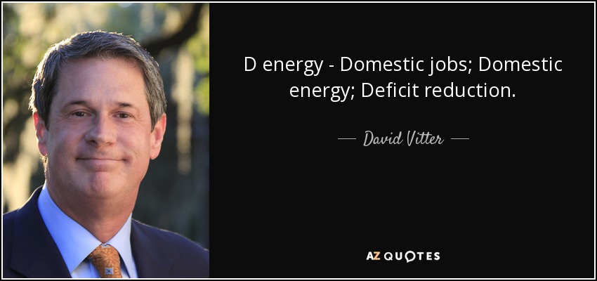D energy - Domestic jobs; Domestic energy; Deficit reduction. - David Vitter
