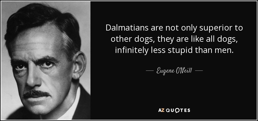 Dalmatians are not only superior to other dogs, they are like all dogs, infinitely less stupid than men. - Eugene O'Neill