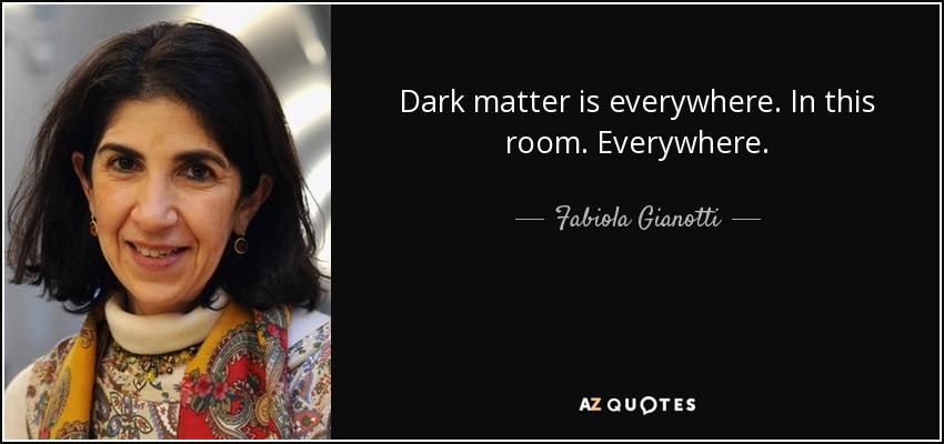 Dark matter is everywhere. In this room. Everywhere. - Fabiola Gianotti