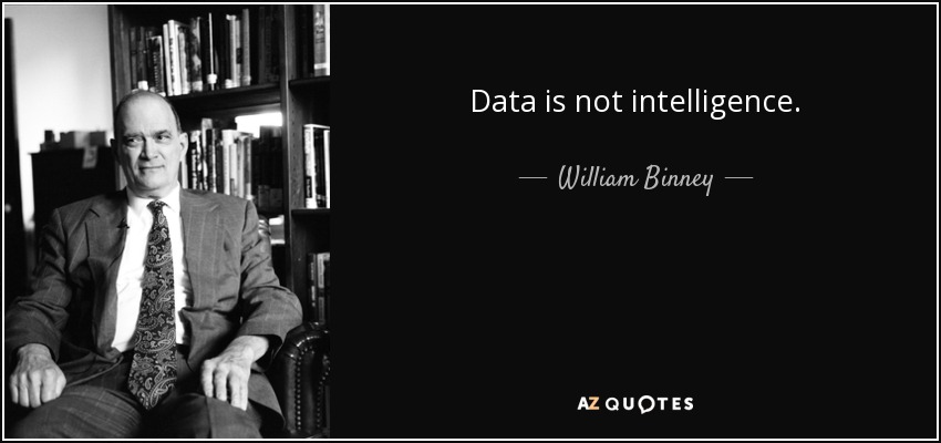 Data is not intelligence. - William Binney