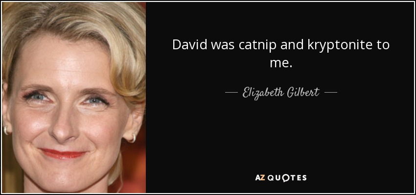 David was catnip and kryptonite to me. - Elizabeth Gilbert