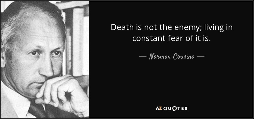 Death is not the enemy; living in constant fear of it is. - Norman Cousins