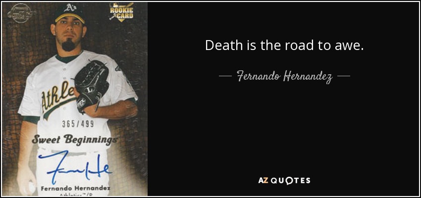 Death is the road to awe. - Fernando Hernandez