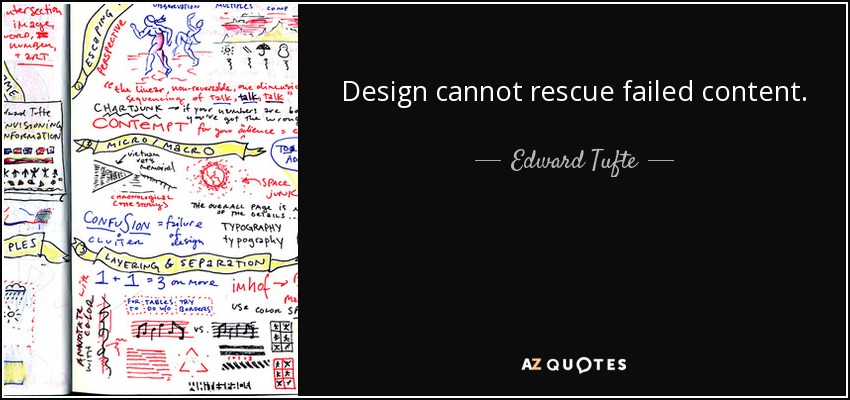 Design cannot rescue failed content. - Edward Tufte