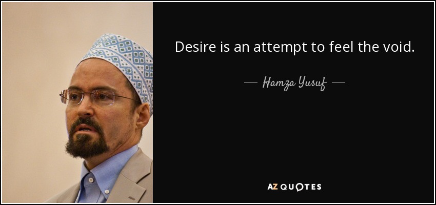 Desire is an attempt to feel the void. - Hamza Yusuf