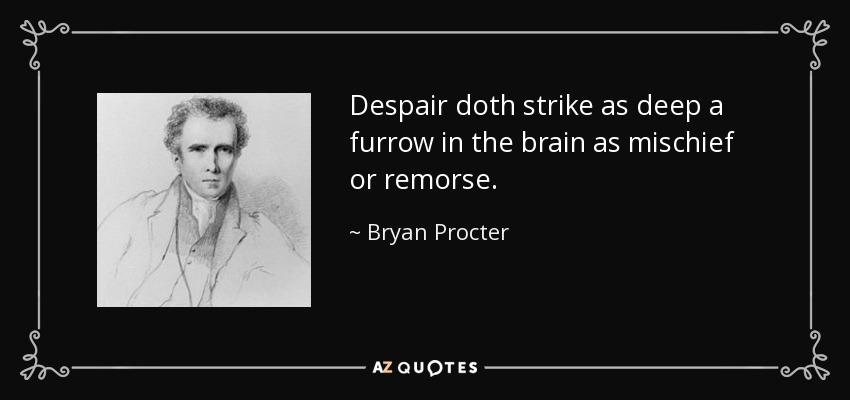 Despair doth strike as deep a furrow in the brain as mischief or remorse. - Bryan Procter