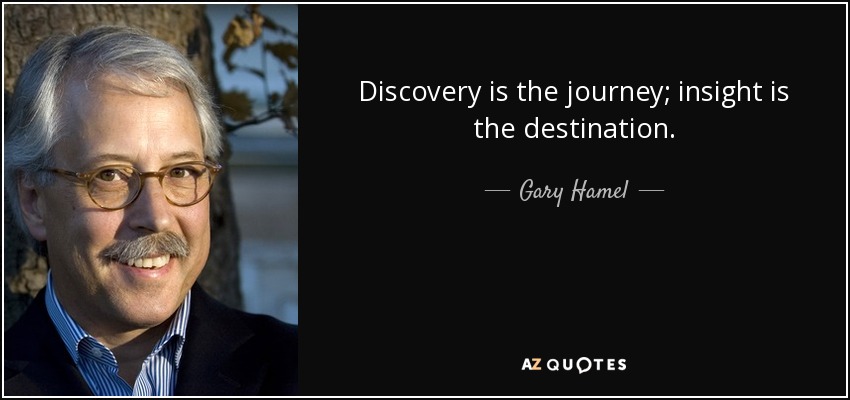 Discovery is the journey; insight is the destination. - Gary Hamel
