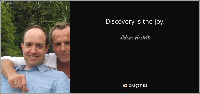 Discovery is the joy. - Adam Haslett