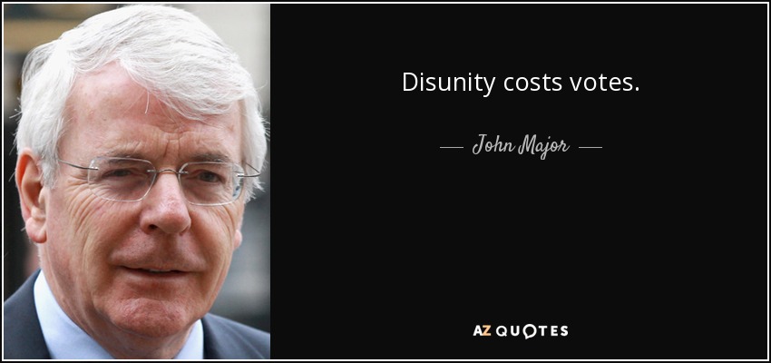 Disunity costs votes. - John Major