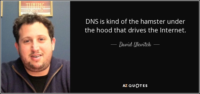DNS is kind of the hamster under the hood that drives the Internet. - David Ulevitch