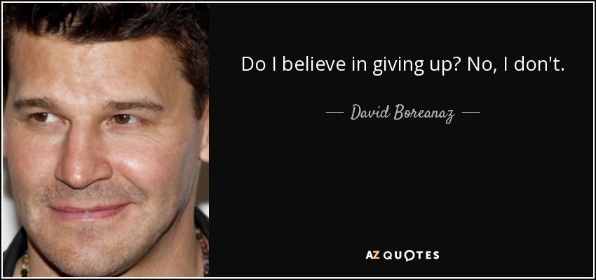 Do I believe in giving up? No, I don't. - David Boreanaz