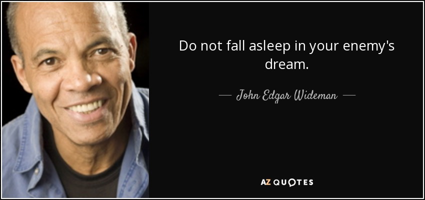 Do not fall asleep in your enemy's dream. - John Edgar Wideman
