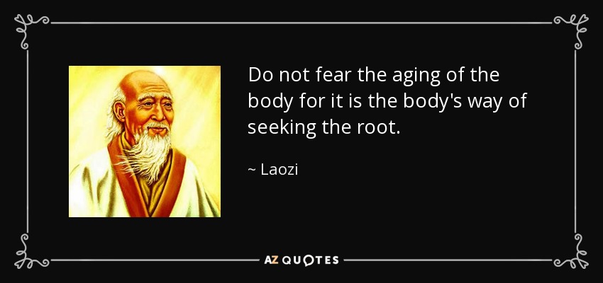 Do not fear the aging of the body for it is the body's way of seeking the root. - Laozi