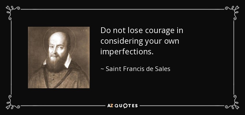 Do not lose courage in considering your own imperfections. - Saint Francis de Sales