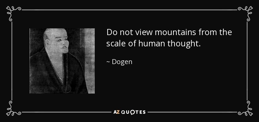 Do not view mountains from the scale of human thought. - Dogen