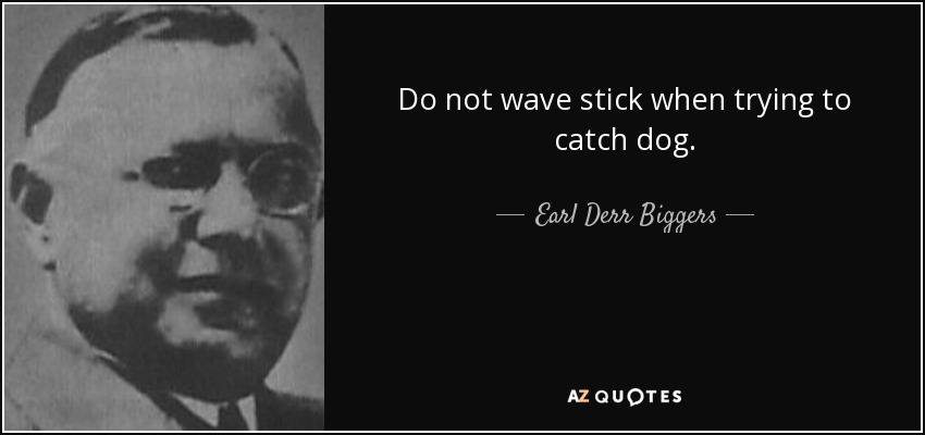 Do not wave stick when trying to catch dog. - Earl Derr Biggers