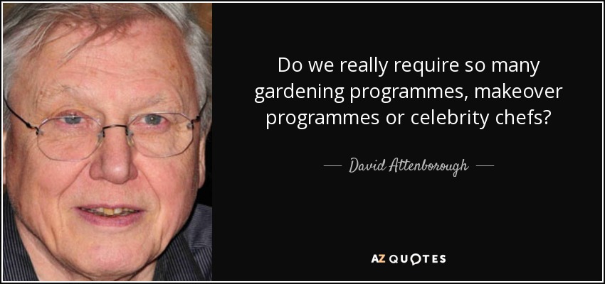 Do we really require so many gardening programmes, makeover programmes or celebrity chefs? - David Attenborough