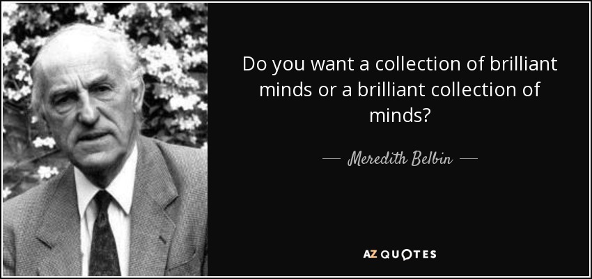 Do you want a collection of brilliant minds or a brilliant collection of minds? - Meredith Belbin