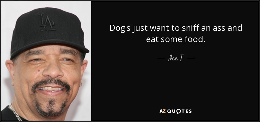 Dog's just want to sniff an ass and eat some food. - Ice T