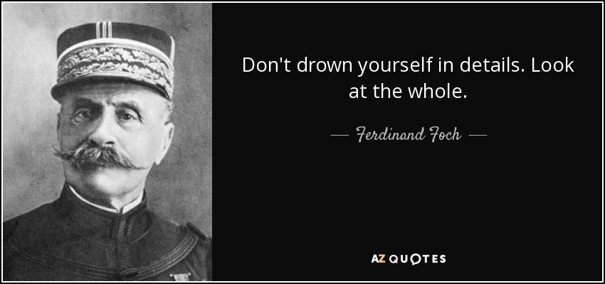 Don't drown yourself in details. Look at the whole. - Ferdinand Foch