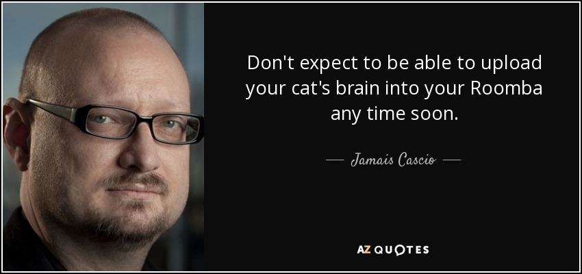 Don't expect to be able to upload your cat's brain into your Roomba any time soon. - Jamais Cascio